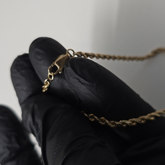 14K Gold Hammered Rope Chain Bracelet - Picture 8 of 9